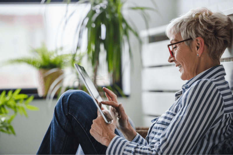 elderly using tablet