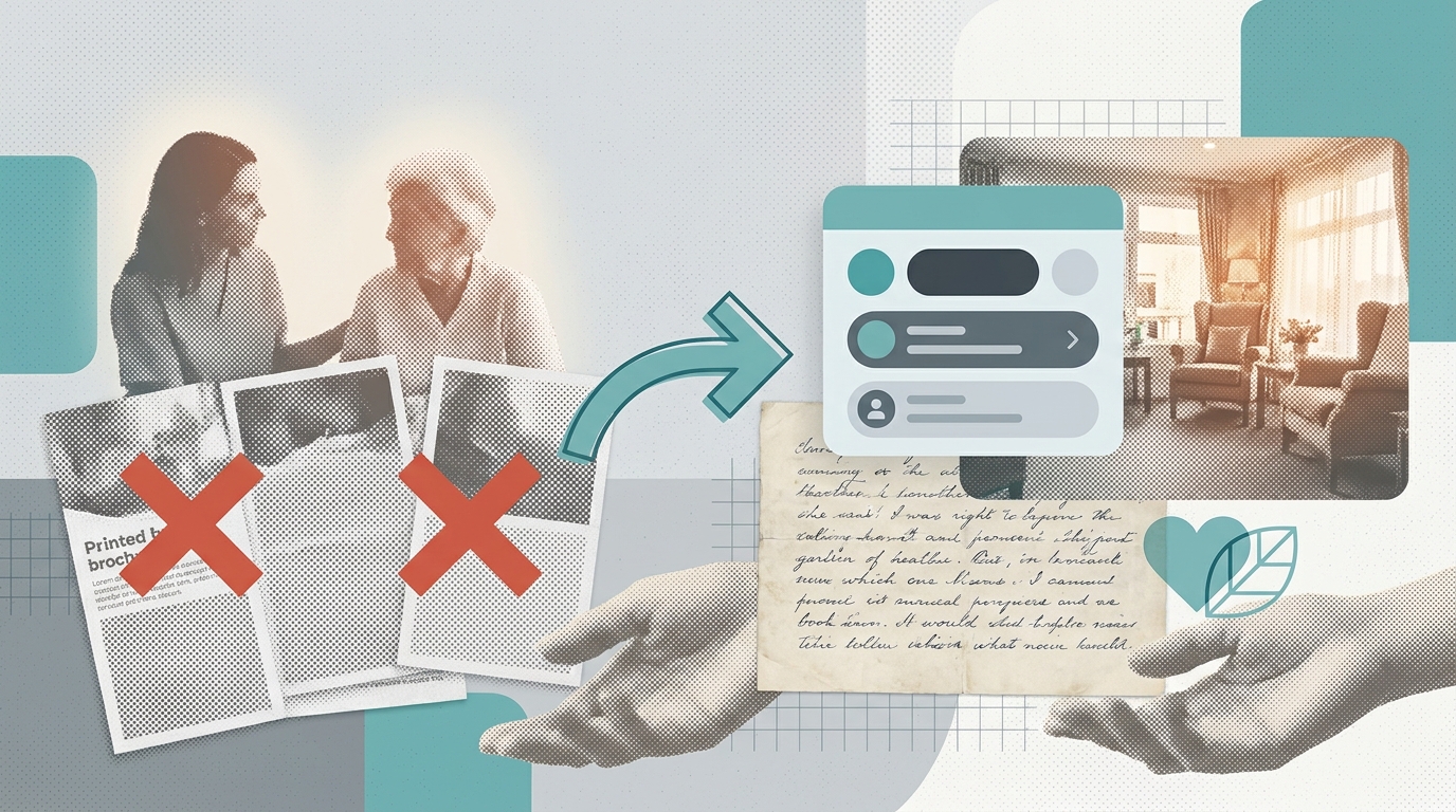 Why Your Assisted Living Brochure Is Killing Admissions (And the Content Shift That Fixes It)